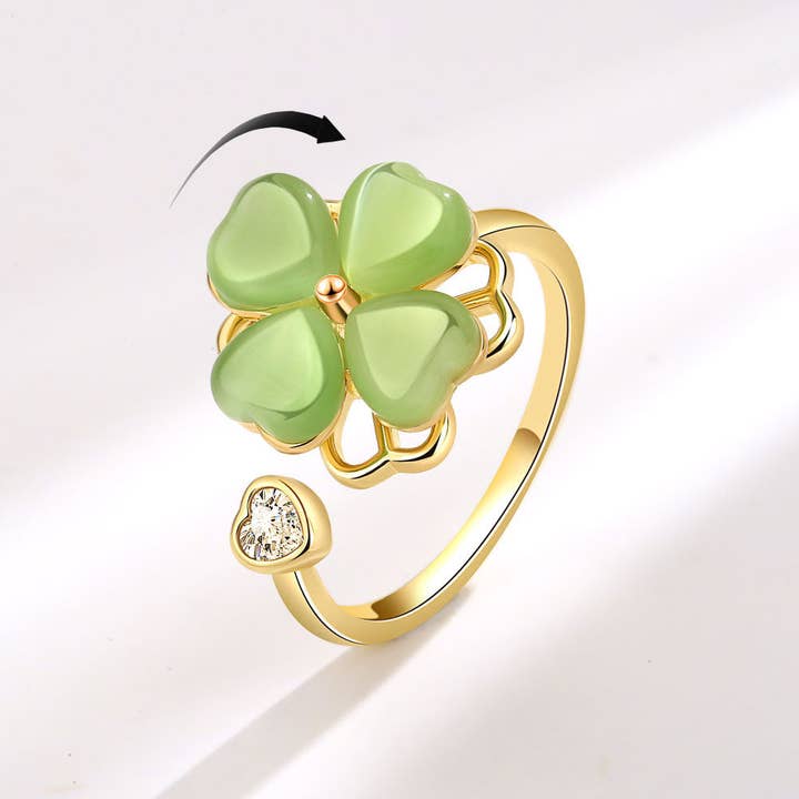 Four Leaf Clover Anxiety Fidget Spinner Ring in Solid Copper for wholesale by Perimade & Co. LLC