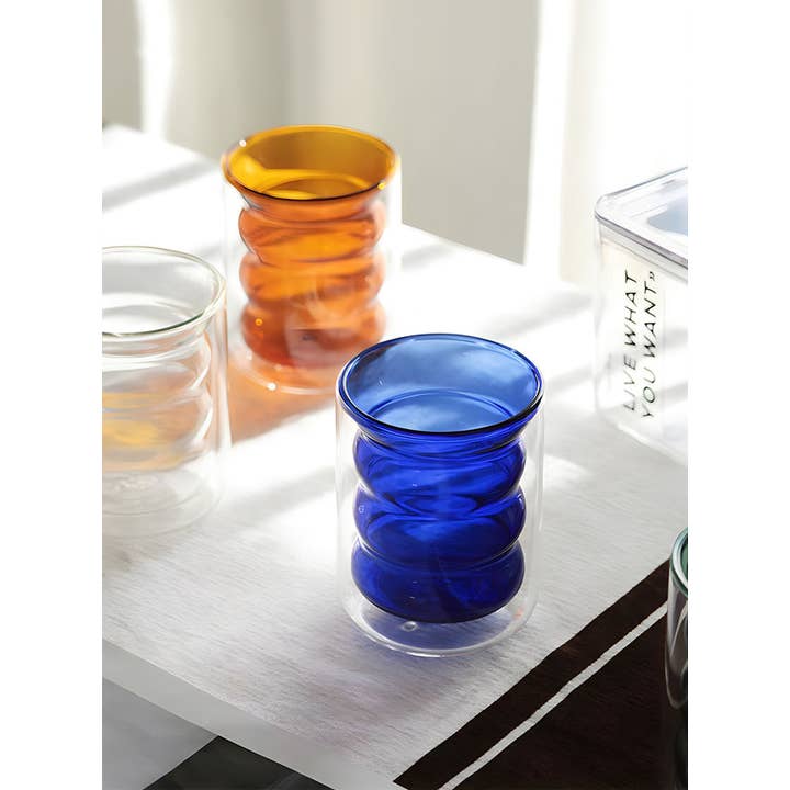 TUTU Home - Wholesale Drinking glass/cup - "Lanterne" Blue Double-Wall Glass Cup 220ml3
