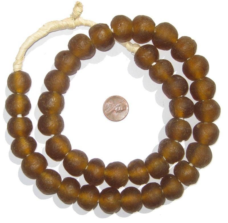 The Bead Chest - Wholesale Beads - 18mm Amber Color Recycled Glass Beads0