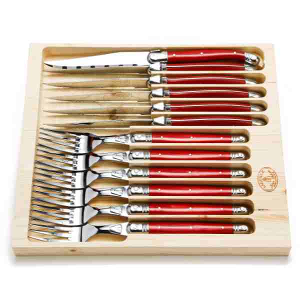 Jean Dubost 12 Pc Cutlery Set with Red Handles for wholesale by The French Farm