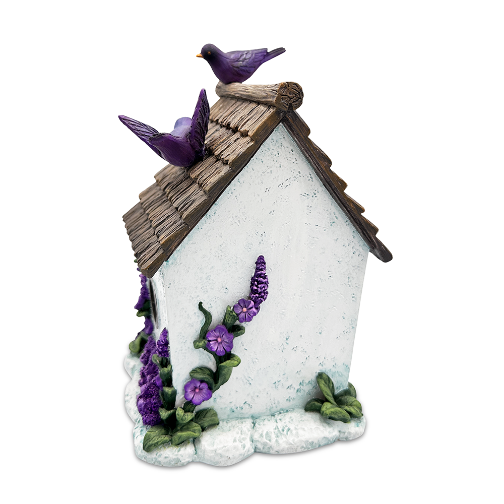OrnamentallyYou – wholesale Decorative figurine – Lovely Floral Lavender Bird House Figurine, 7" Novelty Cottage Garden Decor8