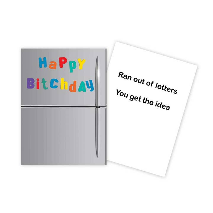 Funny Fridge Letters Birthday Card for wholesale by Sun Day Greetings