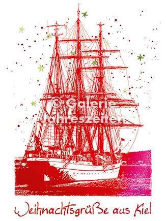 Kiel Gorch Fock "Weihnachtsgrüße aus Kiel" für den Großhandel von Karen Utermann Galerie Jahreszeiten