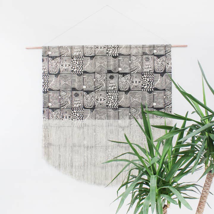 Patchwork Block Trykt Fringe Wall Hængende i ryggen for engroshandel hos Julia Canright