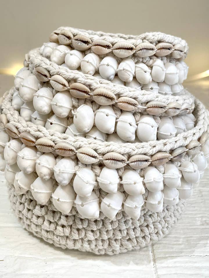 Lot de 3 paniers coquillage pour la vente par RACHA