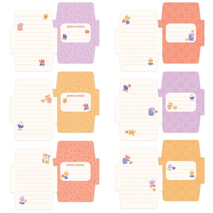 Studio Oh! - Wholesale Stationery/Notecard Set - Swaying Blooms Mini Memo with Stickers