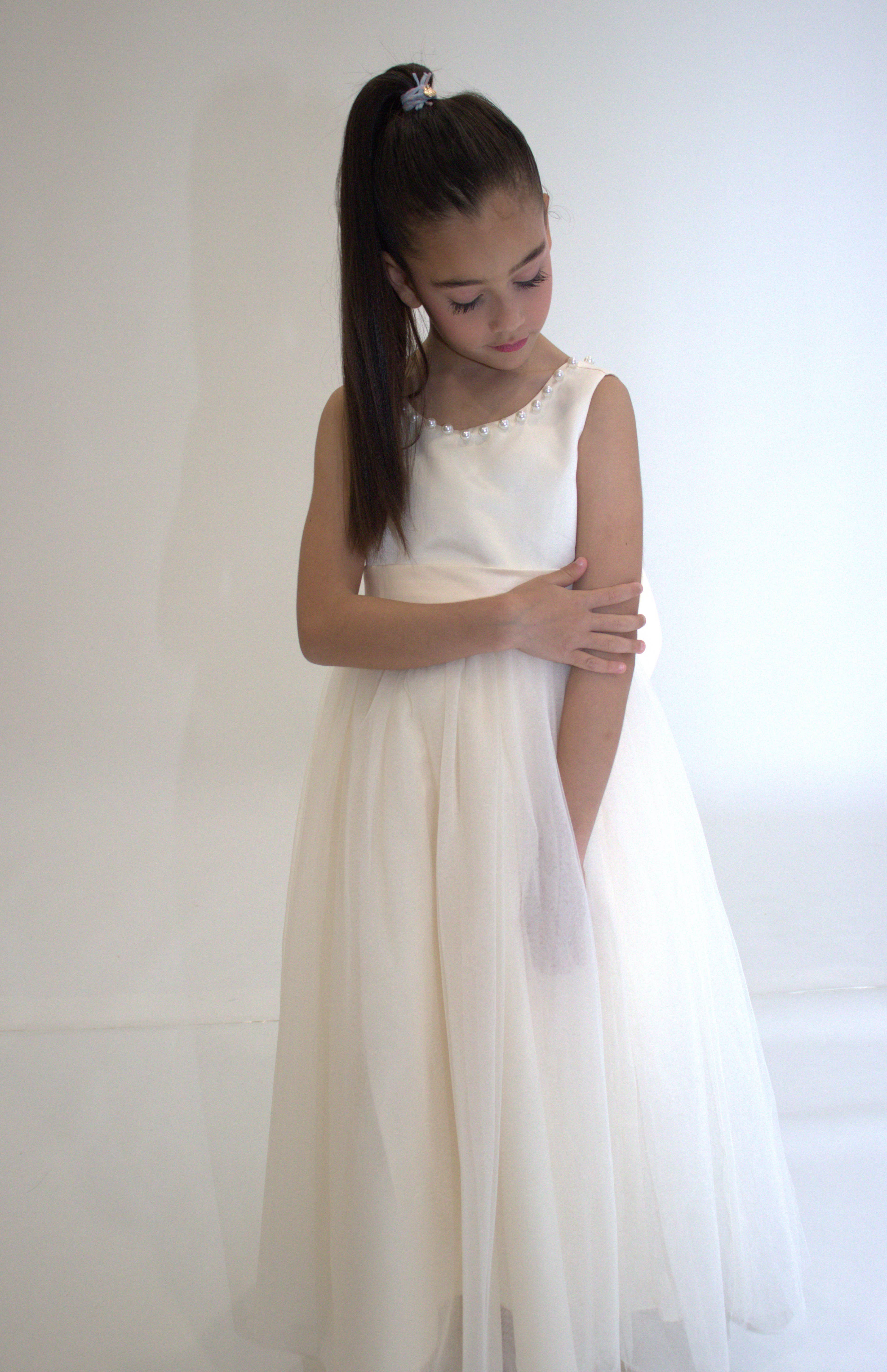 Yuko B - Wholesale Dress - Kids - CARMELINE girl's dress - Beige2