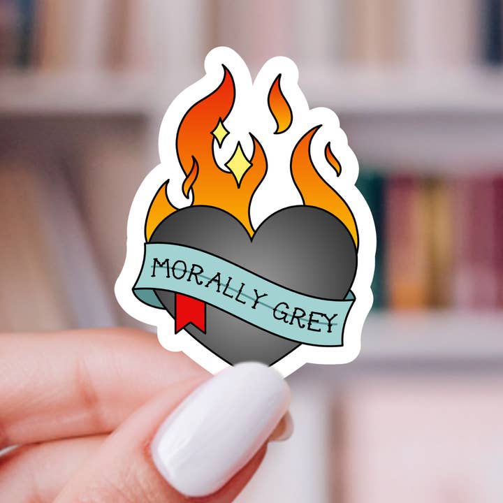 Morally Grey Heart Sticker for wholesale by Indie Heart Studio