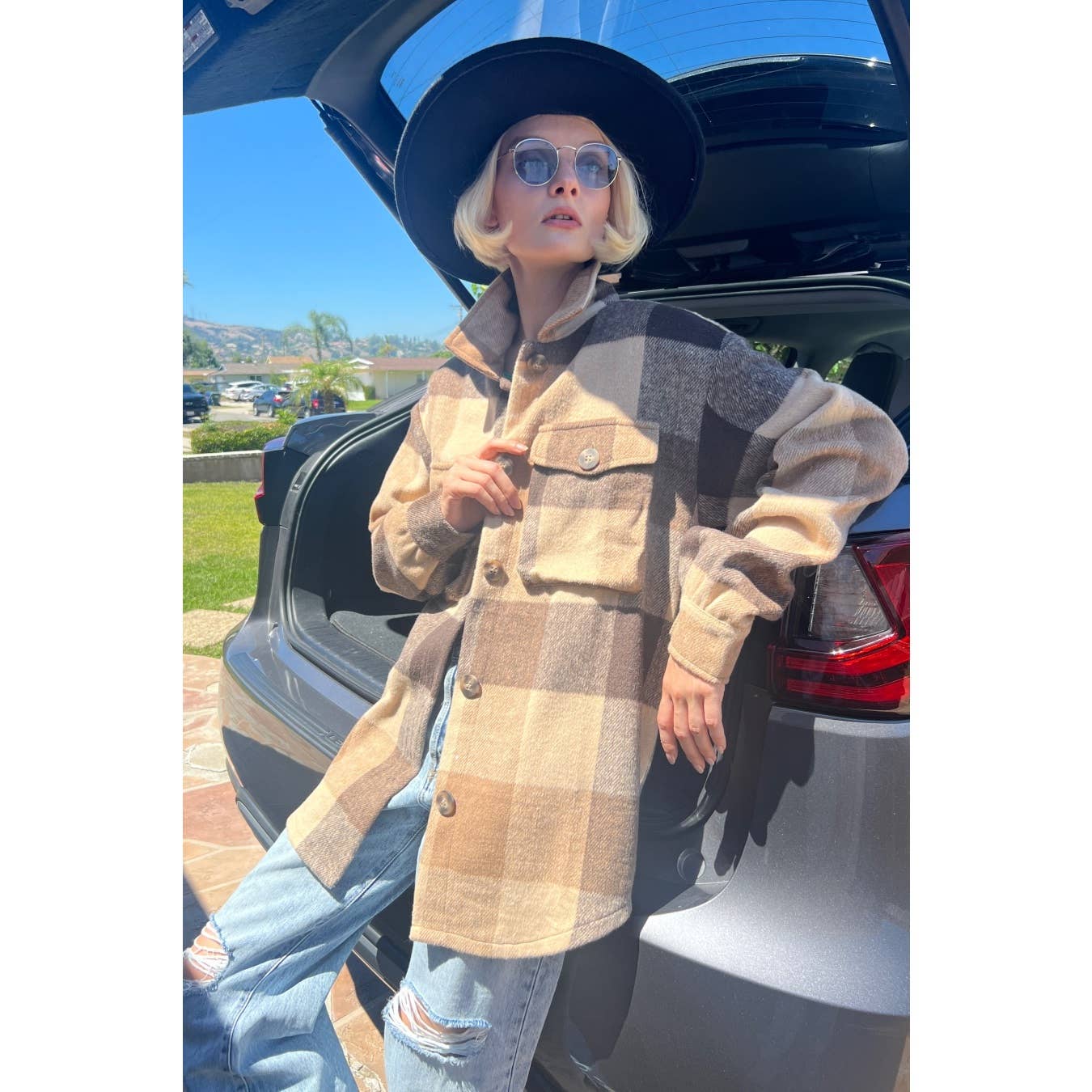 Mapcie – wholesale Jacket – Women's – PLAID SHACKET WITH POCKETS9