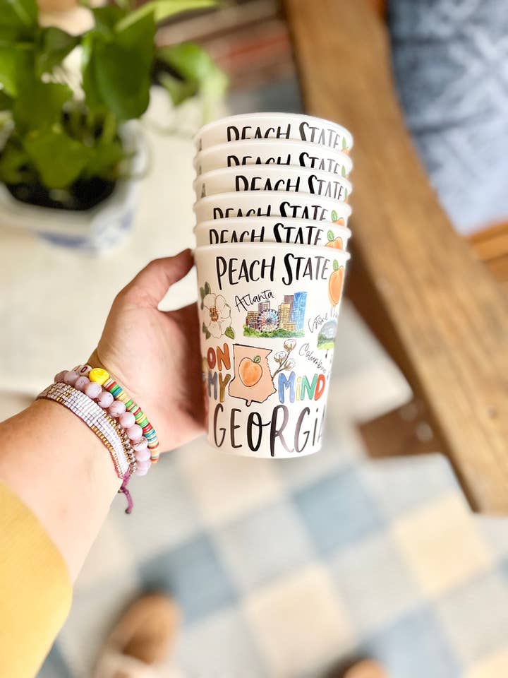 State of Georgia Reusable Cups, Set of 6 for wholesale by Happy By Rachel, LLC