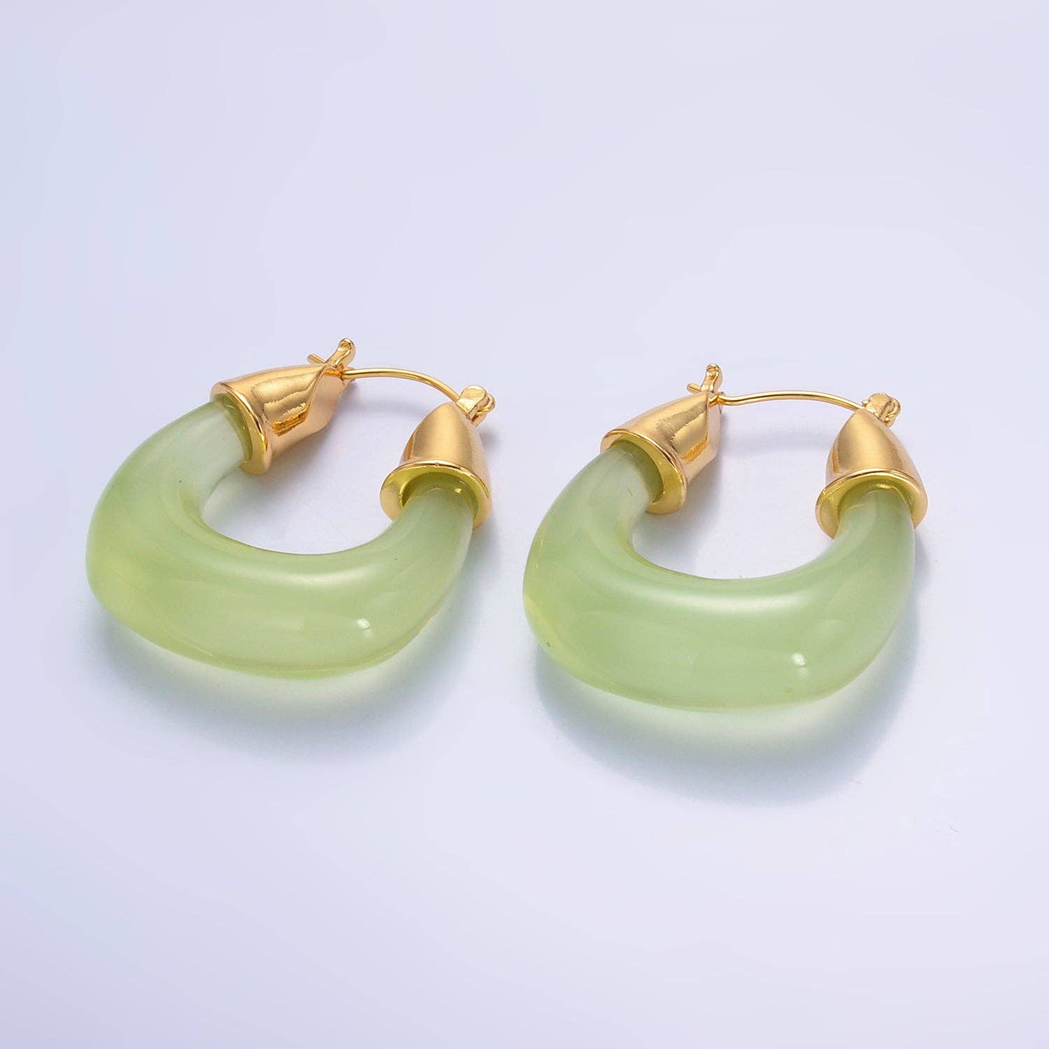 Simply Jewels - Wholesale Hoop Earrings - Gold Classic Gold Quartz Resin Crystal Chunky Hoops EA-0185 to EA-01949