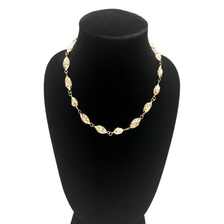 CRYSTAL MESH GOLD NECKLACE for wholesale by Pizzazz, Inc.