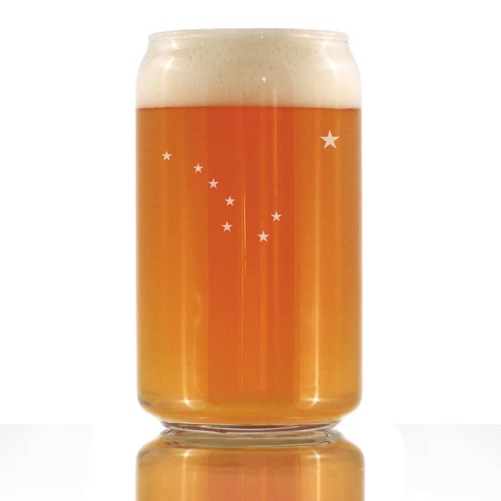 bevvee – wholesale Beer glass/mug – Flag of Alaska Beer Can Pint Glass - Alaskan Gifts and Decor0