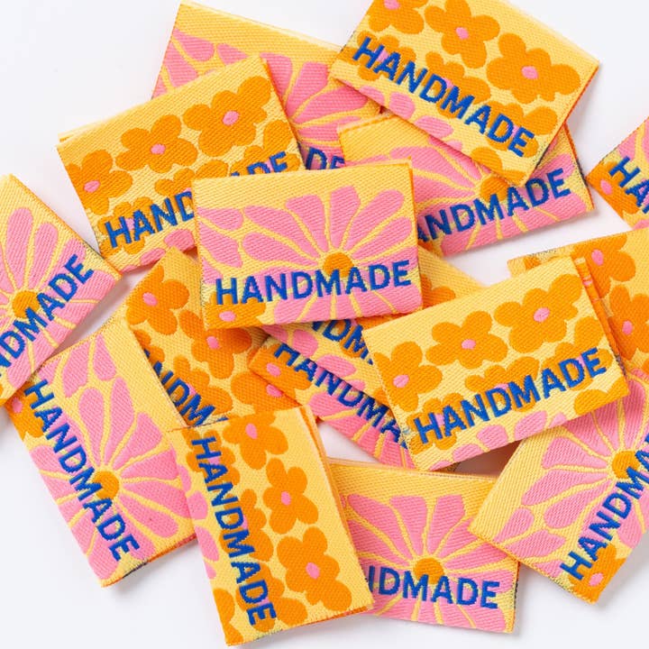 HANDMADE FLOWER POWER Sewing Labels Tags for wholesale by Little Rosy Cheeks