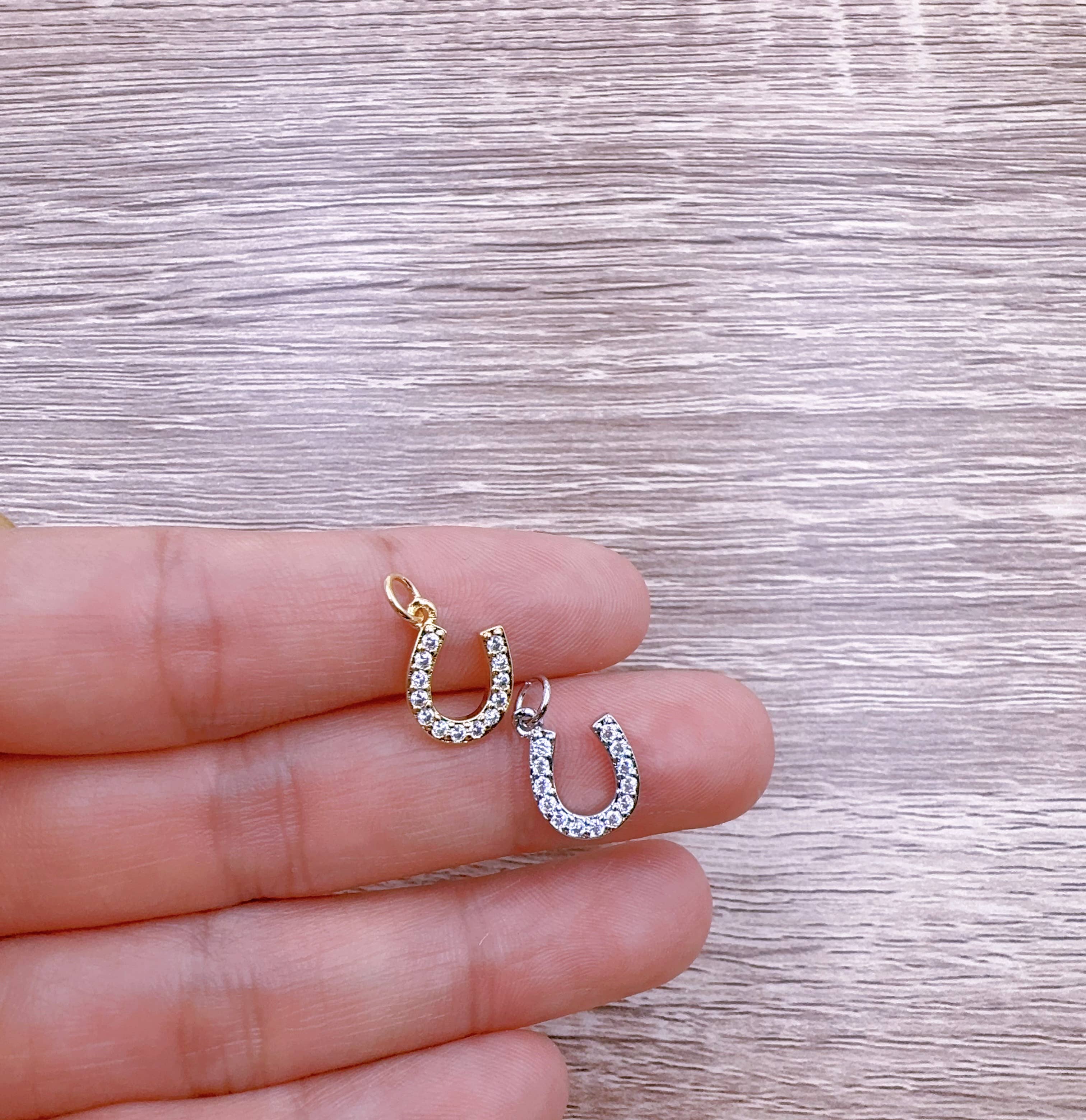 Beads Creation – wholesale Individuell berlock/hänge – Guldfylld hästsko Charm-hängsmycke CZ Micro Pave, CP13141