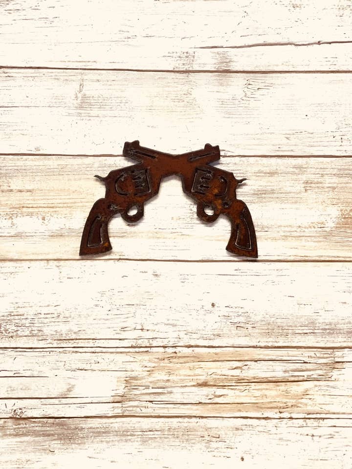 Crossed Pistols Magnet Western Rustic Gift for wholesale by Universal Ironworks USA