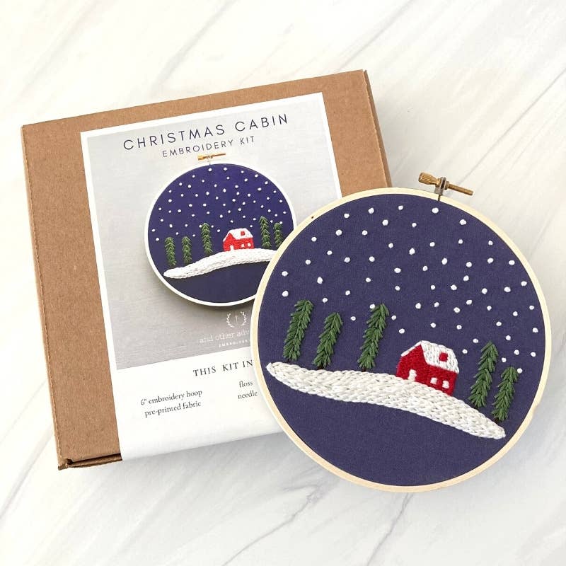 And Other Adventures Embroidery Co - Wholesale Embroidery/Cross Stitch Supplies - Embroidery KIT - Christmas Cabin1