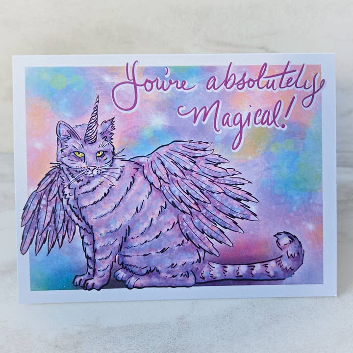 You're Absolutely Magical Caticorn Greeting Card for wholesale by Scribblebard Illustrations