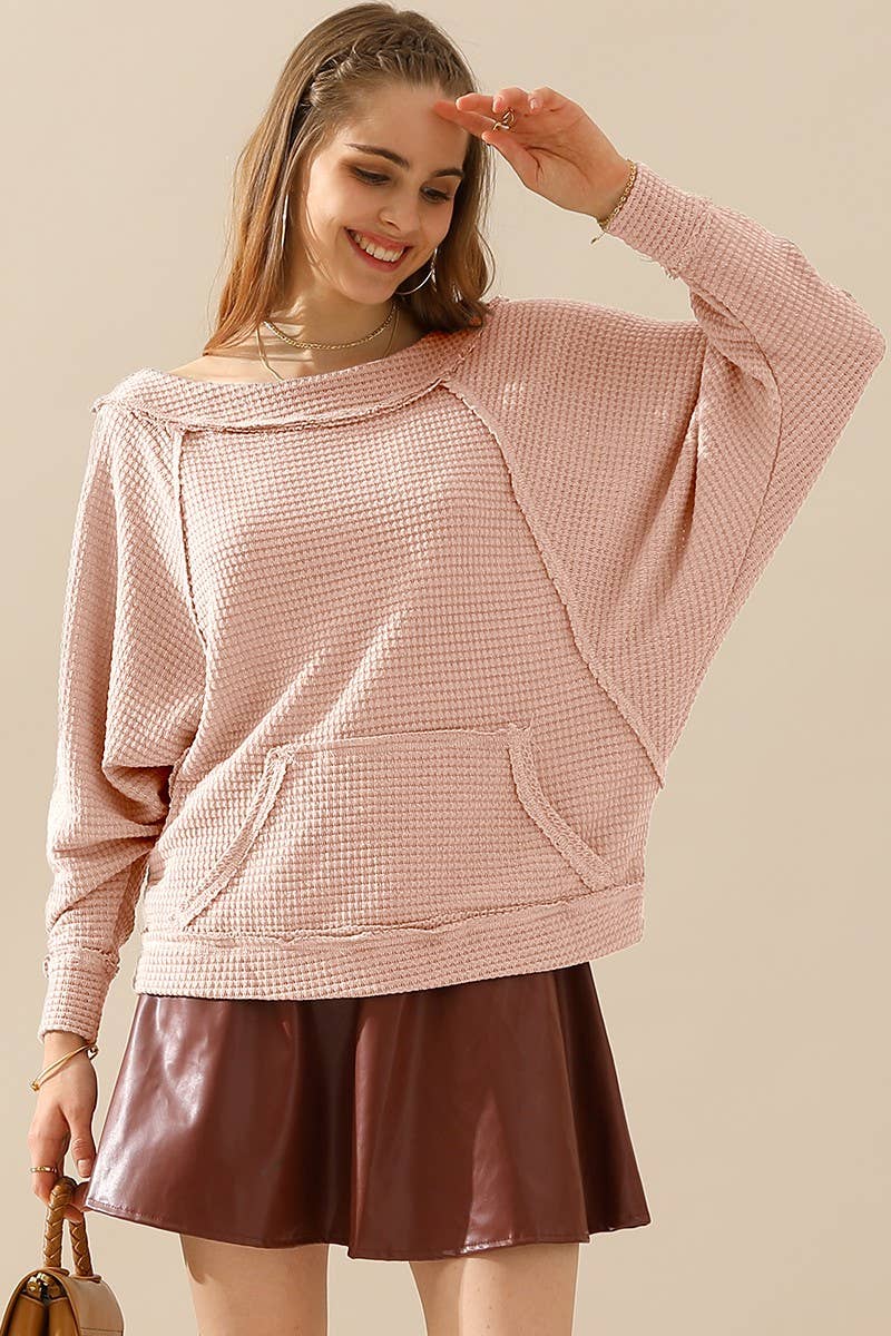 NINEXIS - Wholesale Knit Top - Women's - CWTTL723-P-M_BOAT NECK POCKETED PULLOVER SWEATER KNIT TOP13