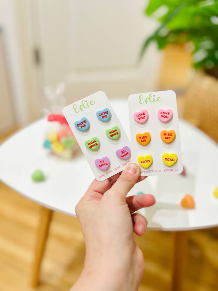 Boucles d'oreilles bonbons cœurs de conversation Bijou de la Saint-Valentin pour la vente par Eflie