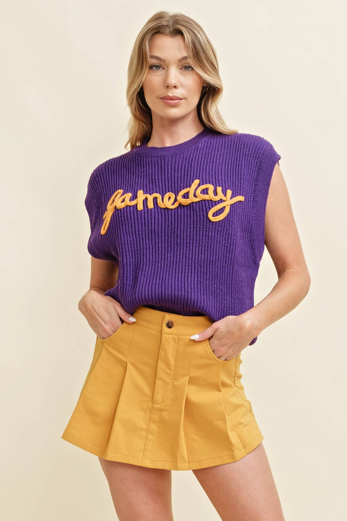 Cloud Ten - Wholesale Sweater Vest - Women's - CSW10210-1 - 'GAMEDAY" EMBROIDERED SLEEVELESS SWEATER VEST19