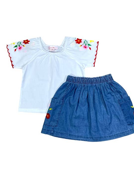 Conjunto de falda bordada 5-8 para venta al por mayor de Unik