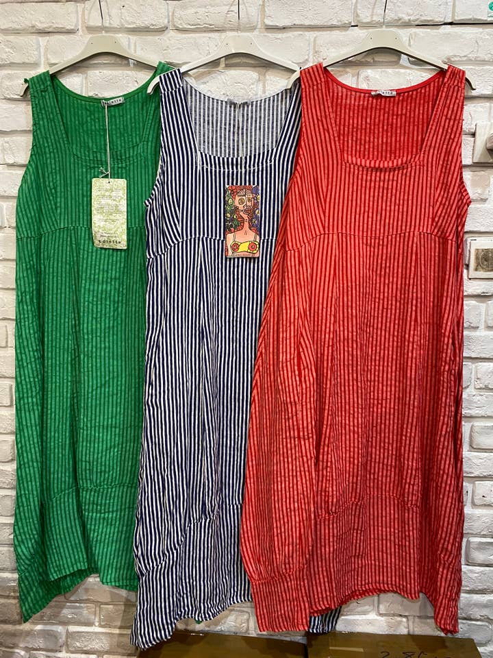 la maison des fibres naturelles - Wholesale Dress – Women's - Sleeveless striped dress 6223stripe 100%LINEN5