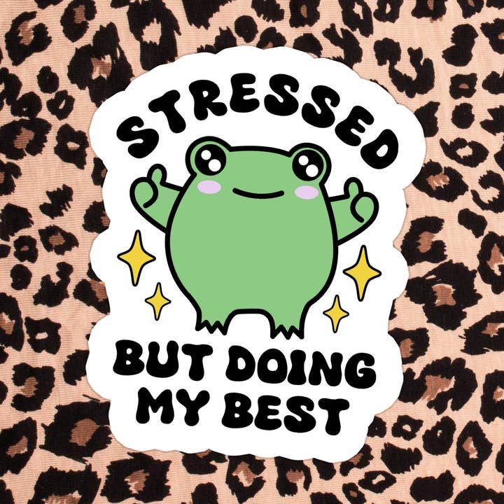 Frog Cute Relatable Mental Health Waterproof Vinyl Sticker for wholesale by Stickers+ X Ashley Bexar