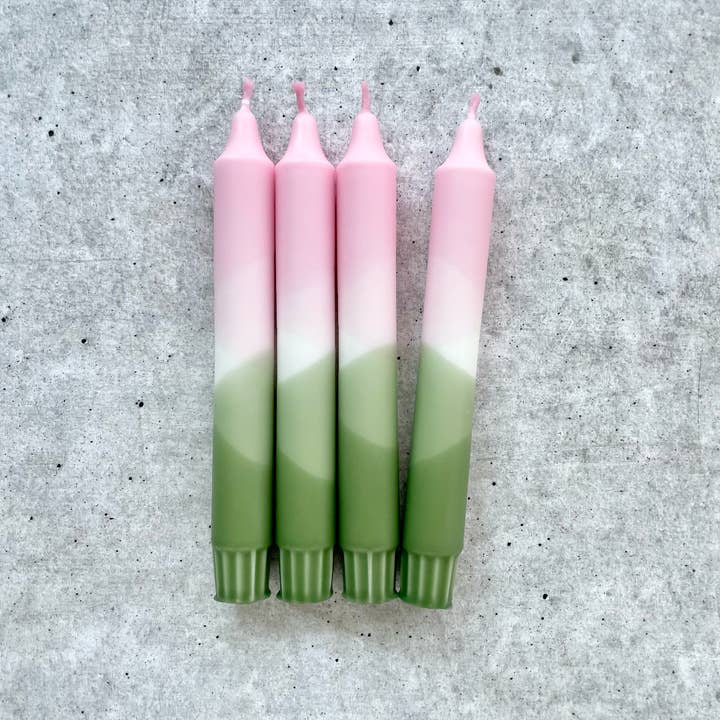 Wolkenreich - Wholesale Tapered Candle/Candlestick - Dip dye candles | olive-pink | set of 42