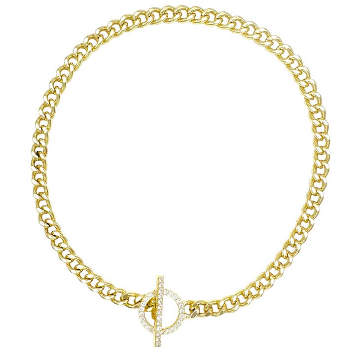 My Best Kept Jewelry - Wholesale Link & Chain Necklace - Crystal Signature Toggle Statement Necklace -2 options