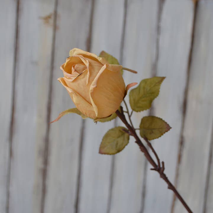 Sweet Home Deco - Wholesale Artificial Flowers - 11''T Vintage Single Roses, Artificial Rose Buds, Burnt Rose