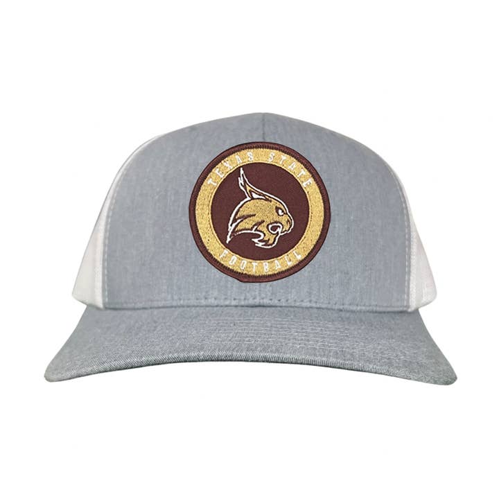 Texas State Football Supercat Circle Patch / Hats 094 / TXST016 / MM for wholesale by Last Stand Hats, LLC