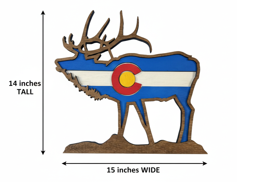 Bunkhouse Studio LLC - Wholesale Wall Accent - Colorado Elk Layered Wood Shelf Decor3