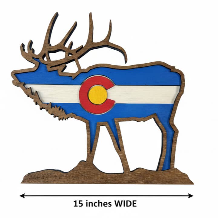Bunkhouse Studio LLC - Wholesale Wall Accent - Colorado Elk Layered Wood Shelf Decor3