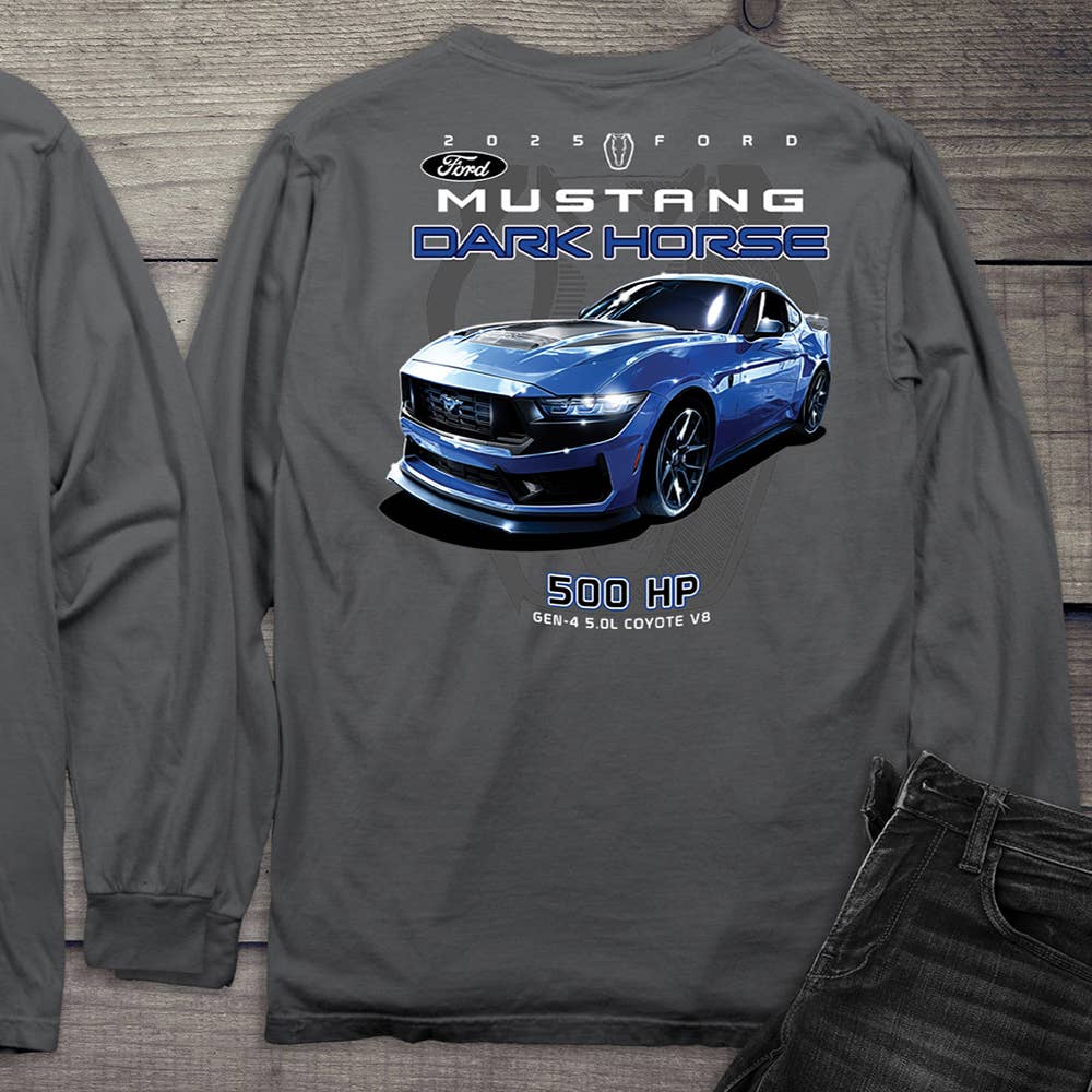 Artopia - Venta al por mayor Camiseta serigrafiada - Unisex - Camiseta de manga larga con escudo Ford Mustang Dark Horse 25.3