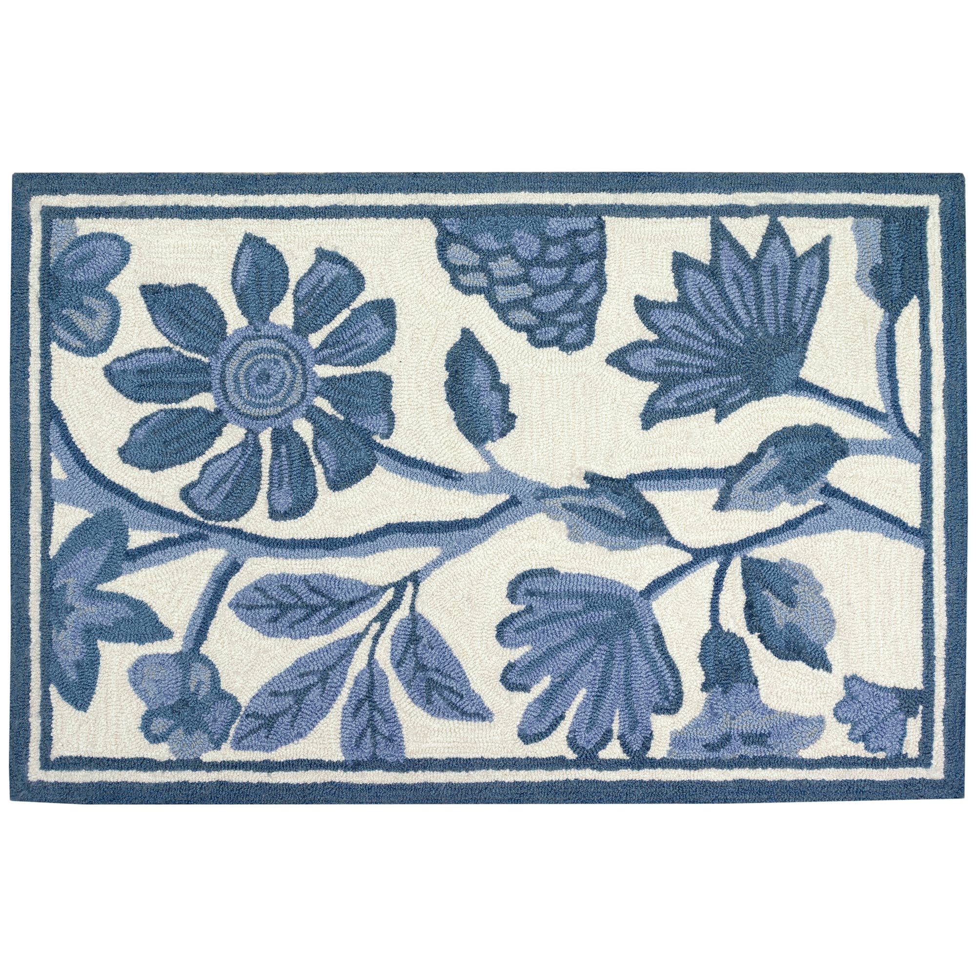 bleu Tapis intérieur/extérieur Capri Floral Vine en vente sur Faire1