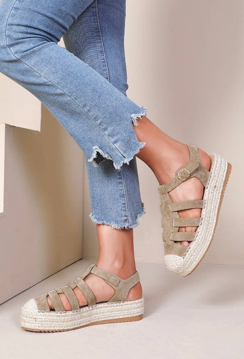 Joia Paris - Wholesale Sandals - Women's - Trendy flat gladiator espadrille H8-8697