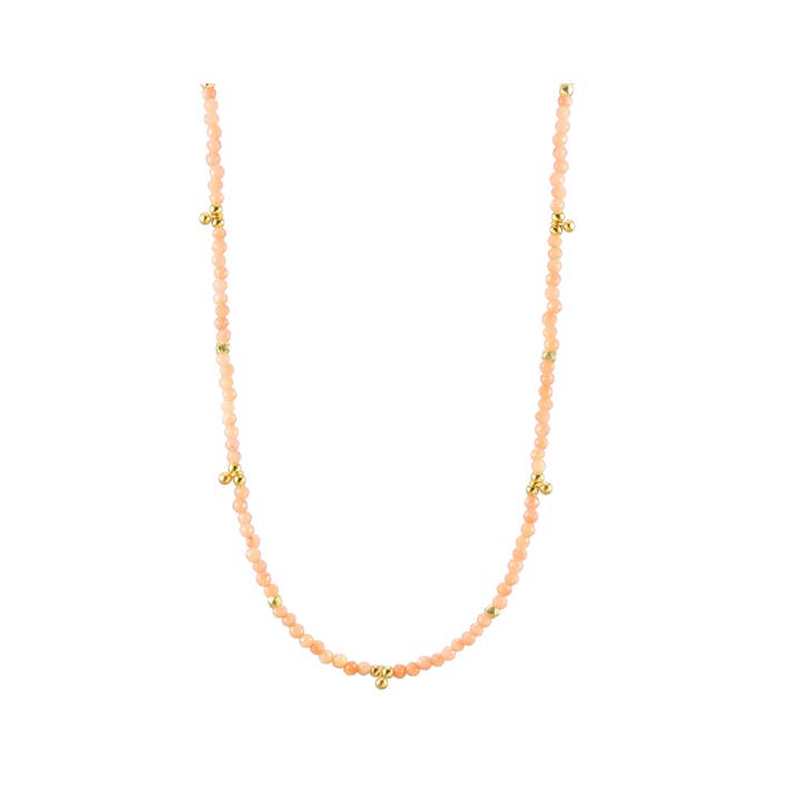 N-4014 CORAL GOLD BALL CHARMS NECKLACE for wholesale by Alicia Van Fleteren Jewelry Design