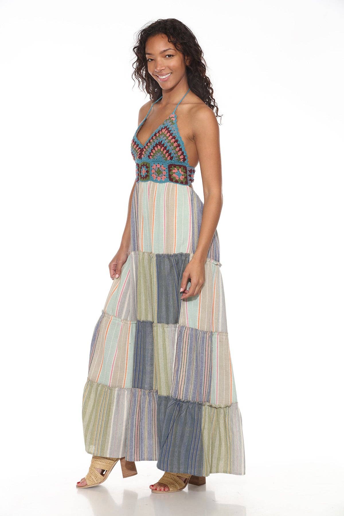 Lakhays Collection Inc. - Wholesale Dress - Women's - Patchwork Crochet Maxi Dress1
