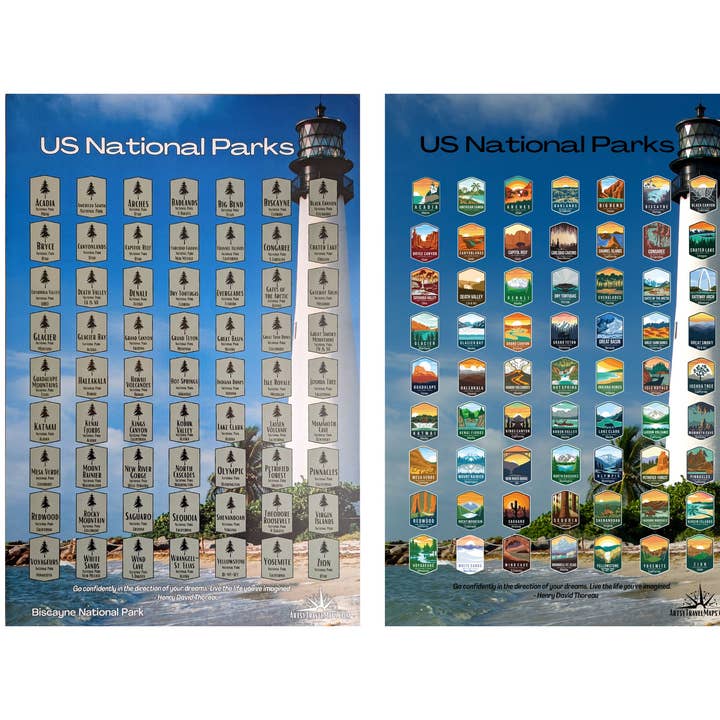 63 National Park Scratch-Off Map Travel Tracker Biscayne NP for wholesale by Artsy Travel Maps
