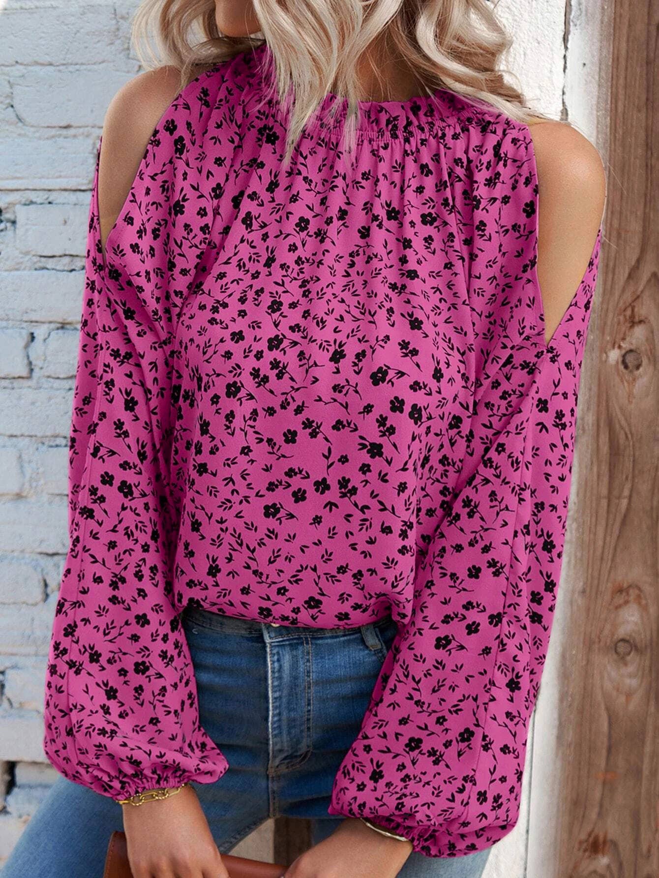 HIDDENBRAND - Wholesale Blouse - Women's - Floral Long-Sleeved Ruffled Blouse8