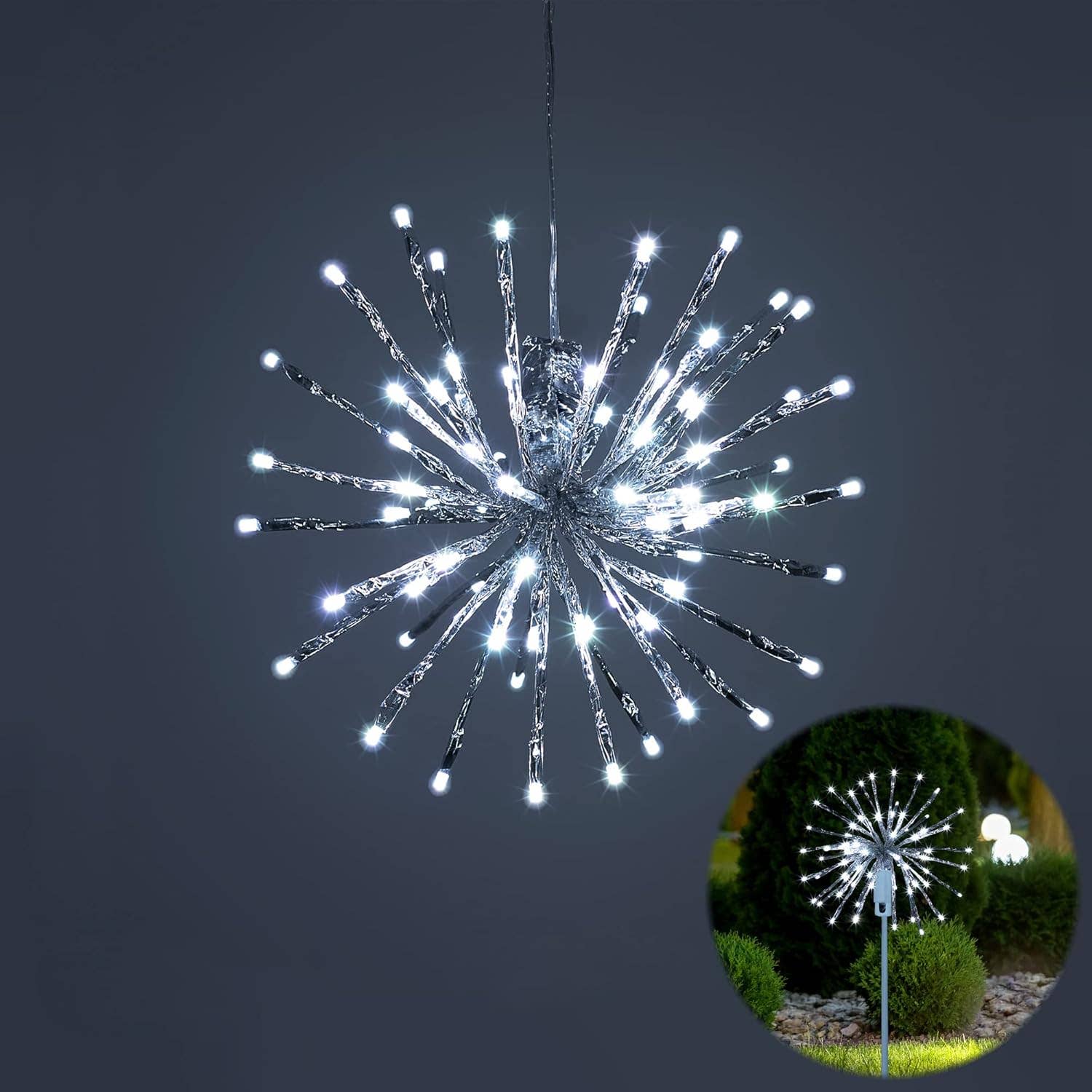 LIGHTSHARE - Wholesale Outdoor/Lawn Light - Starburst Light Lighted Ball LED Firework Lights White Twink6