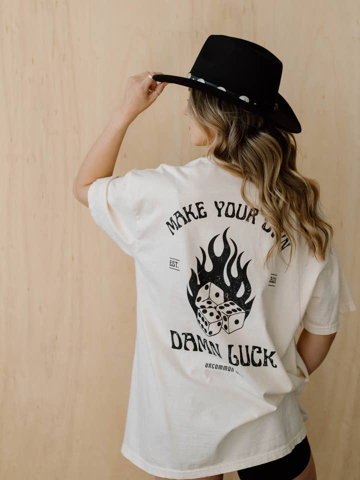Make Your Own Damn Luck Vintage Grunge Aesthetic Graphic Tee for wholesale by Uncommon Wild