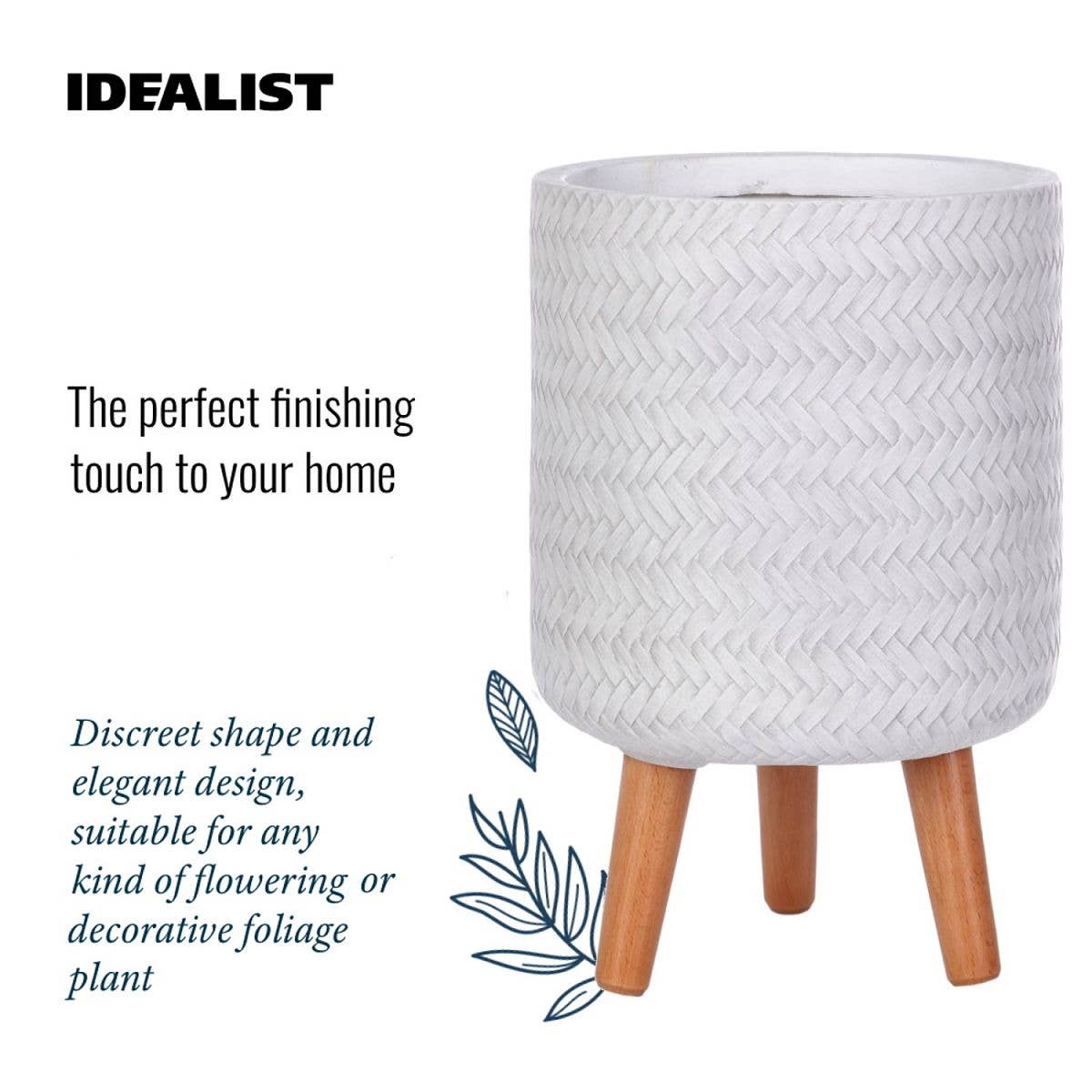 Idealist Lite Fibrestone Planters - Wholesale Plant Pot - IDEALIST Plaited Round Indoor Planter with Legs7