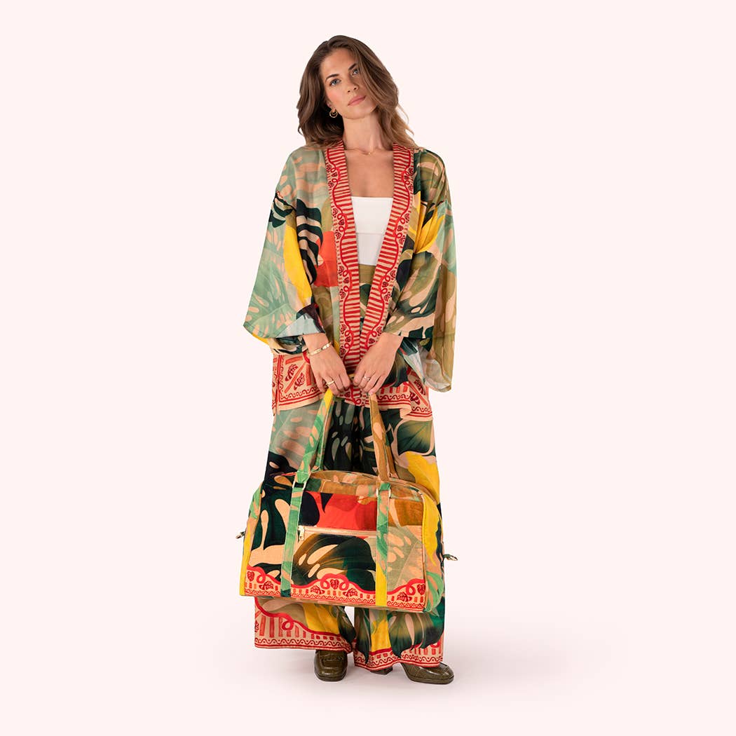 Green *SS26* Luxe Weekender Bag - Exotic Leaves for wholesale on Faire6