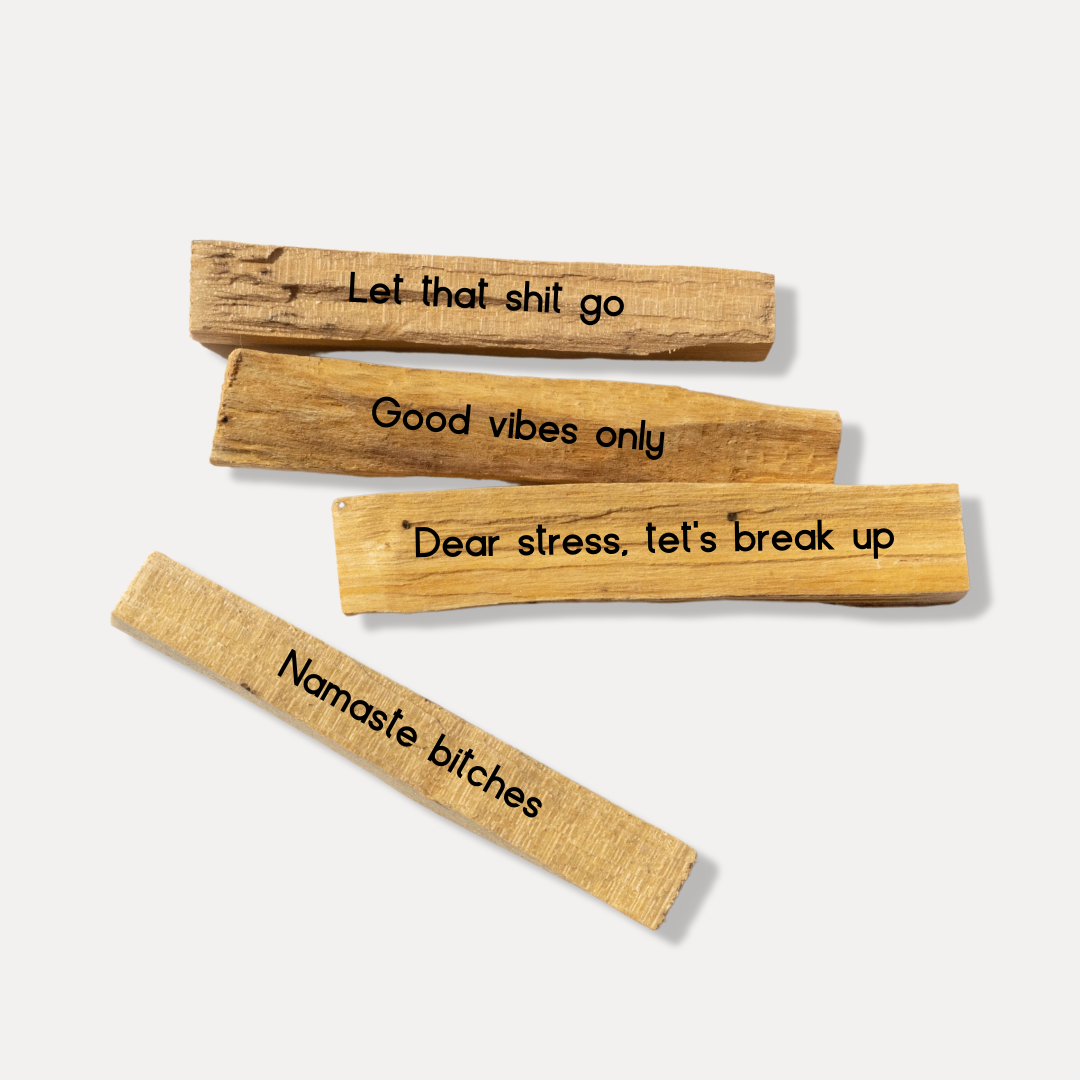 The Retrograde Shop – wholesale Smudge stick – Palo Santo Bundle, 4 Pack Engraved Intentions1