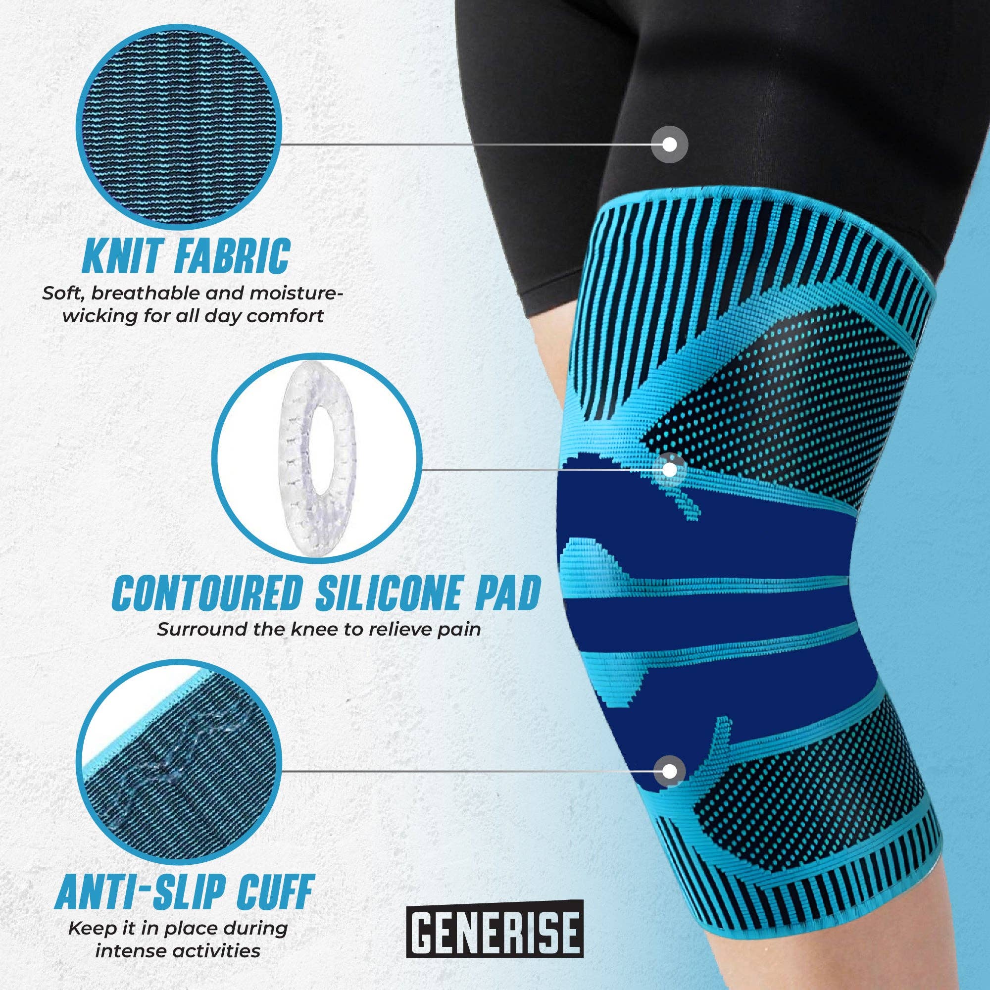 My Wholesale Warehouse – wholesale Fitness equipment – Generise 'Compress and Wrap' Compression Knee Support1