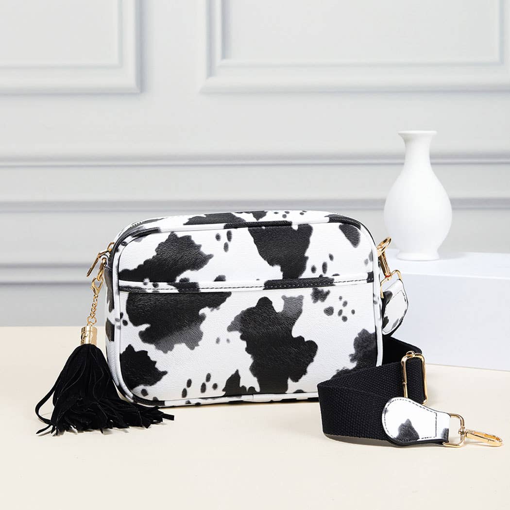 Fashion City - Wholesale Crossbody Bag - Women's - Dark PU Rectangular Crossbody with Tassel20