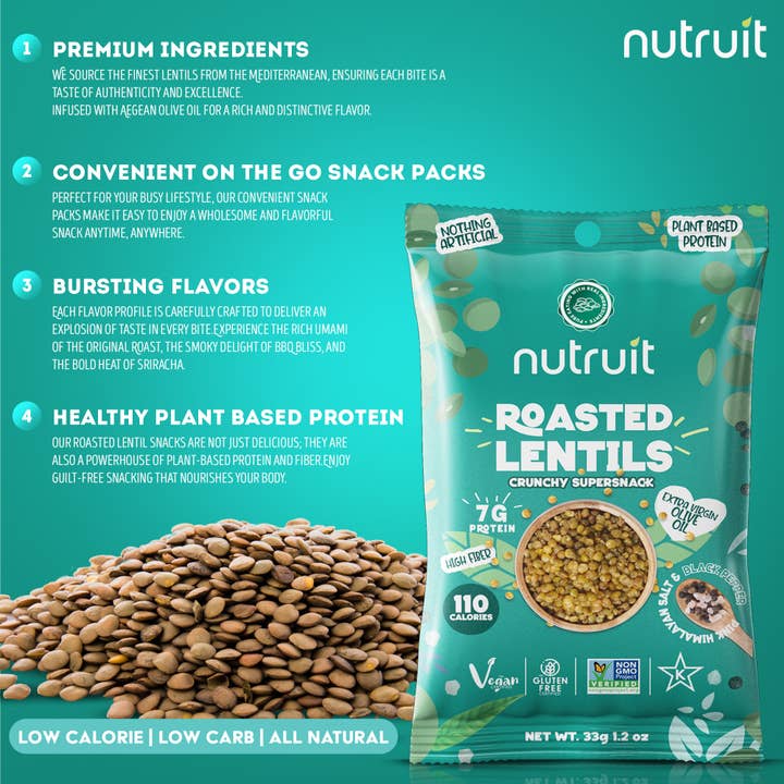 nutruit - Wholesale Nuts - Nutruit Roasted Lentil Snacks (Salt & Black Pepper)