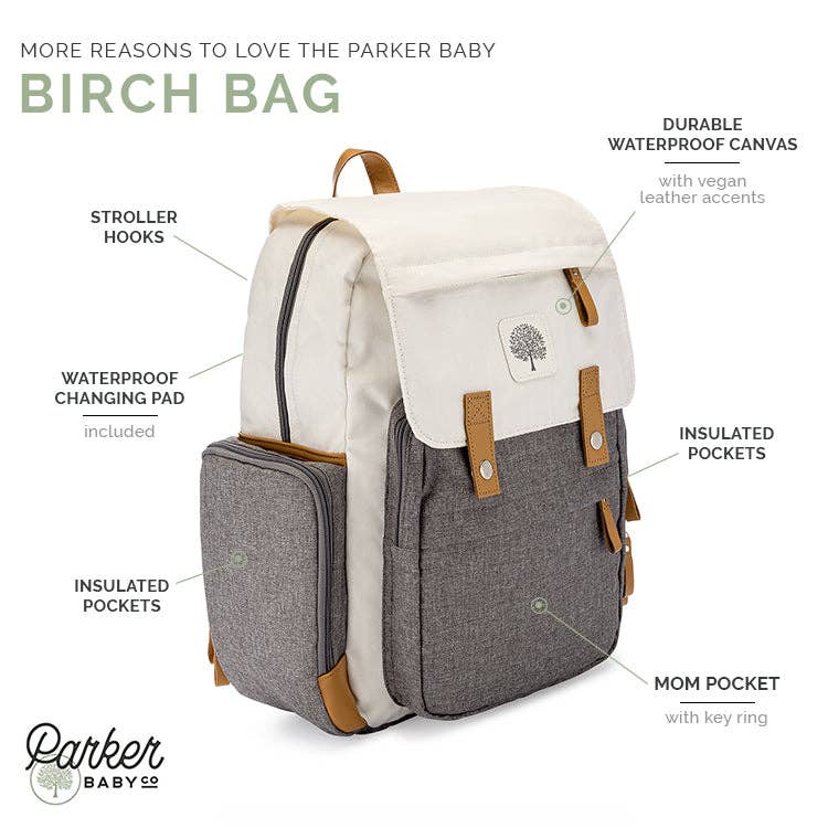 Parker Baby Co. – bolsa para fraldas - Bebé por atacado – Mochila Térmica para Fraldas Birch Bag - Creme4